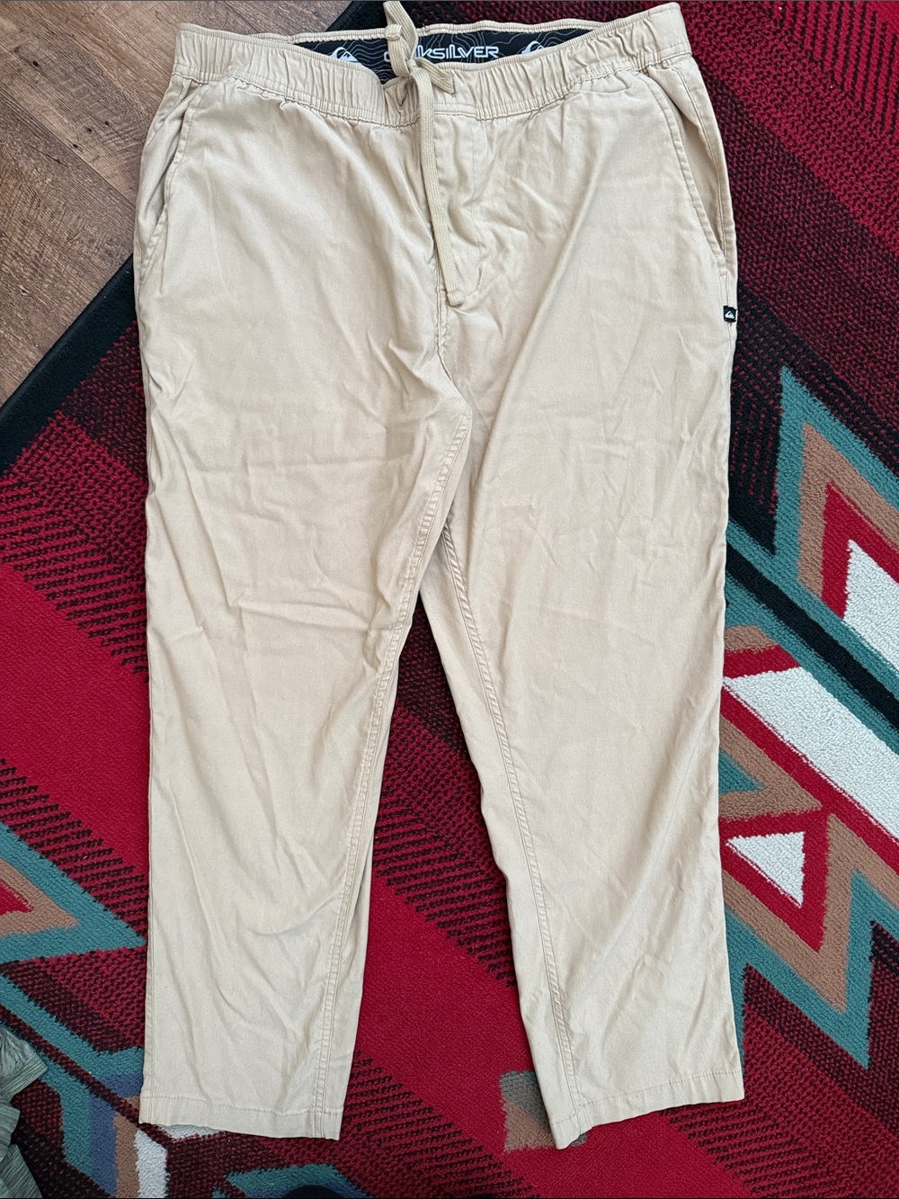Quiksilver Men's Light Beige Drawstring Chino Pants